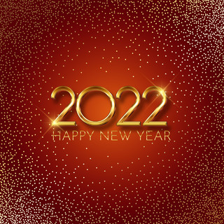 新年红色金色2022数字艺术字背景